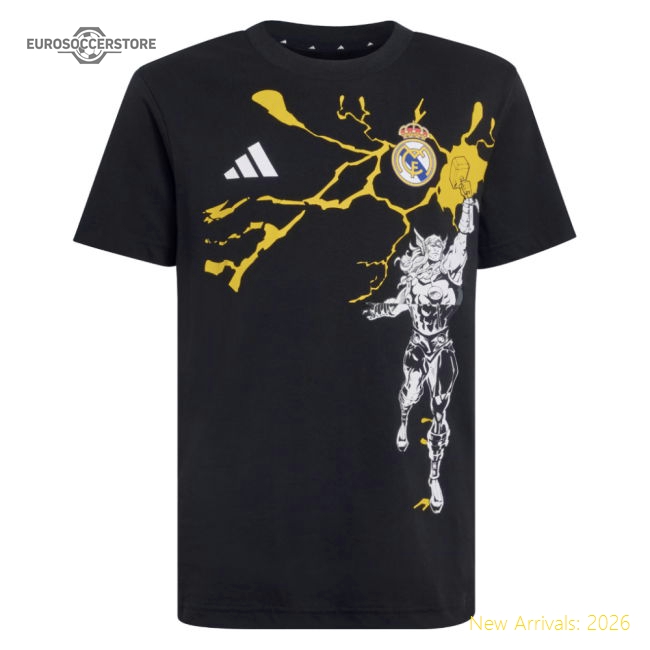 Popular 2025-2026 Real Madrid Marvel Tee (Black) - Kids