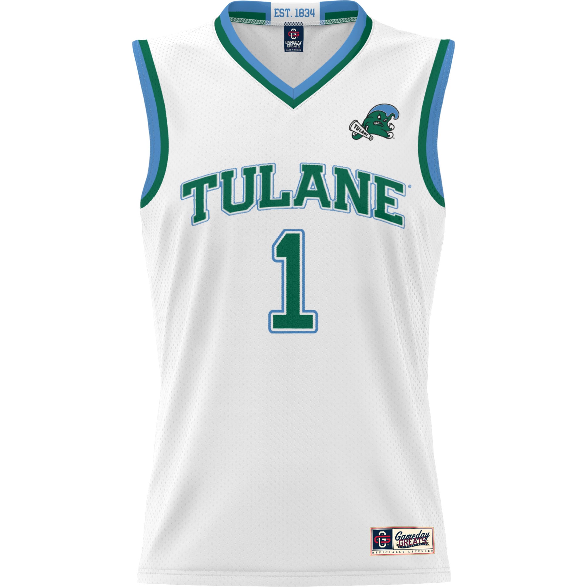 [DDG] Tulane Green Wave GameDay Greats Lightweight Basketball Jersey - White