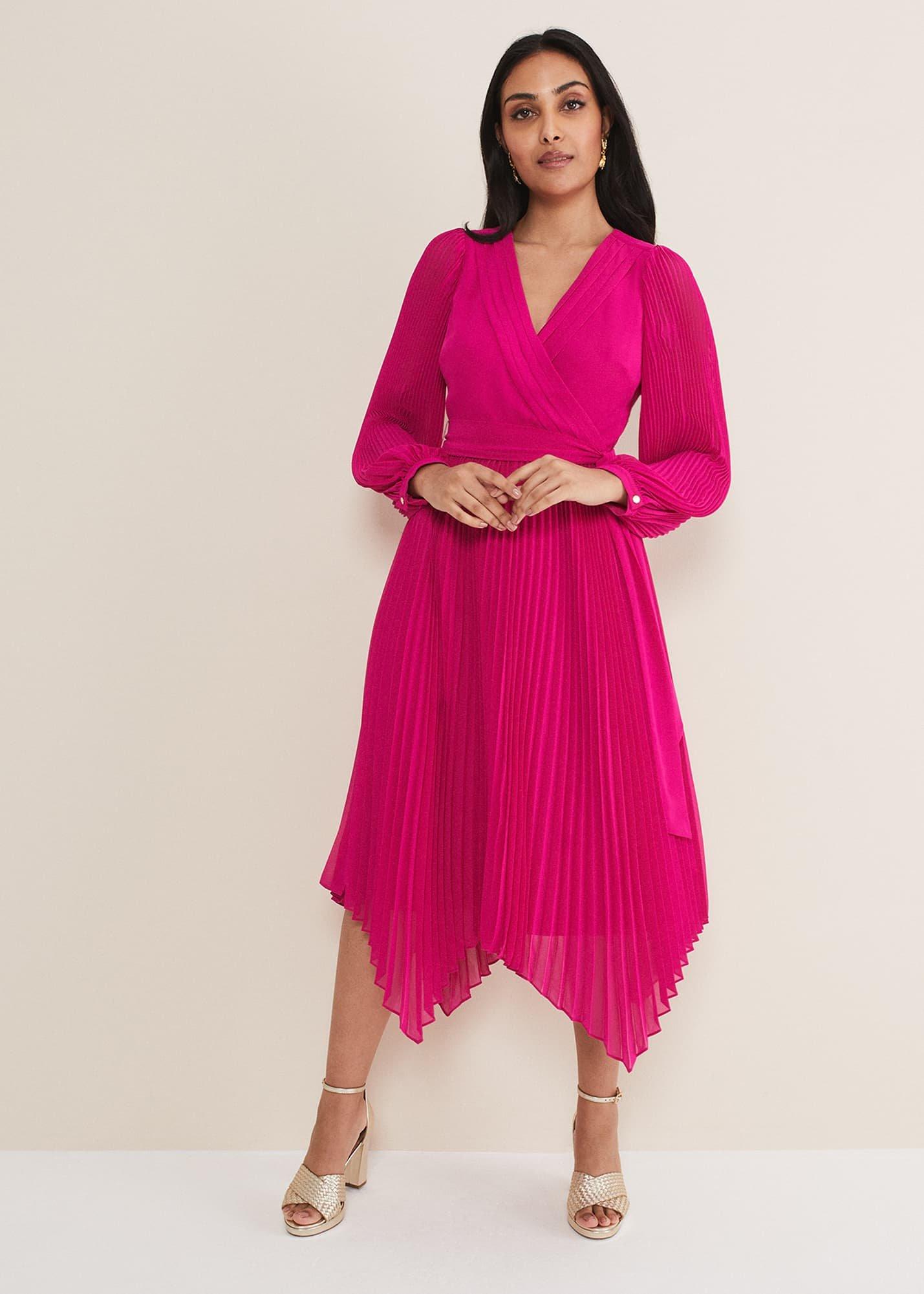 Petite Petra Wrap Pleated Midi Dress