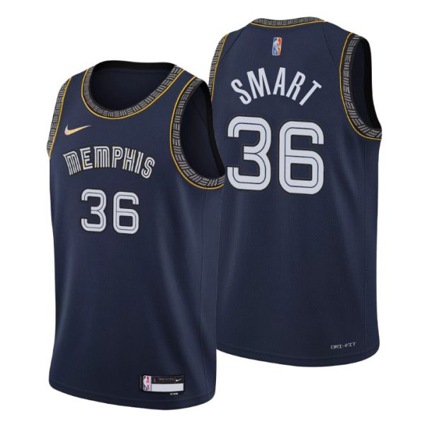 Memphis Grizzlies #36 Marcus Smart Men¡¯s Nike Navy 2021/22 Swingman NBA Jersey ¨C City Edition