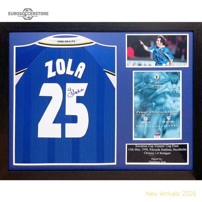 Official Chelsea Fc 1998 Zola Signed Shirt (framed) - Premium Quality