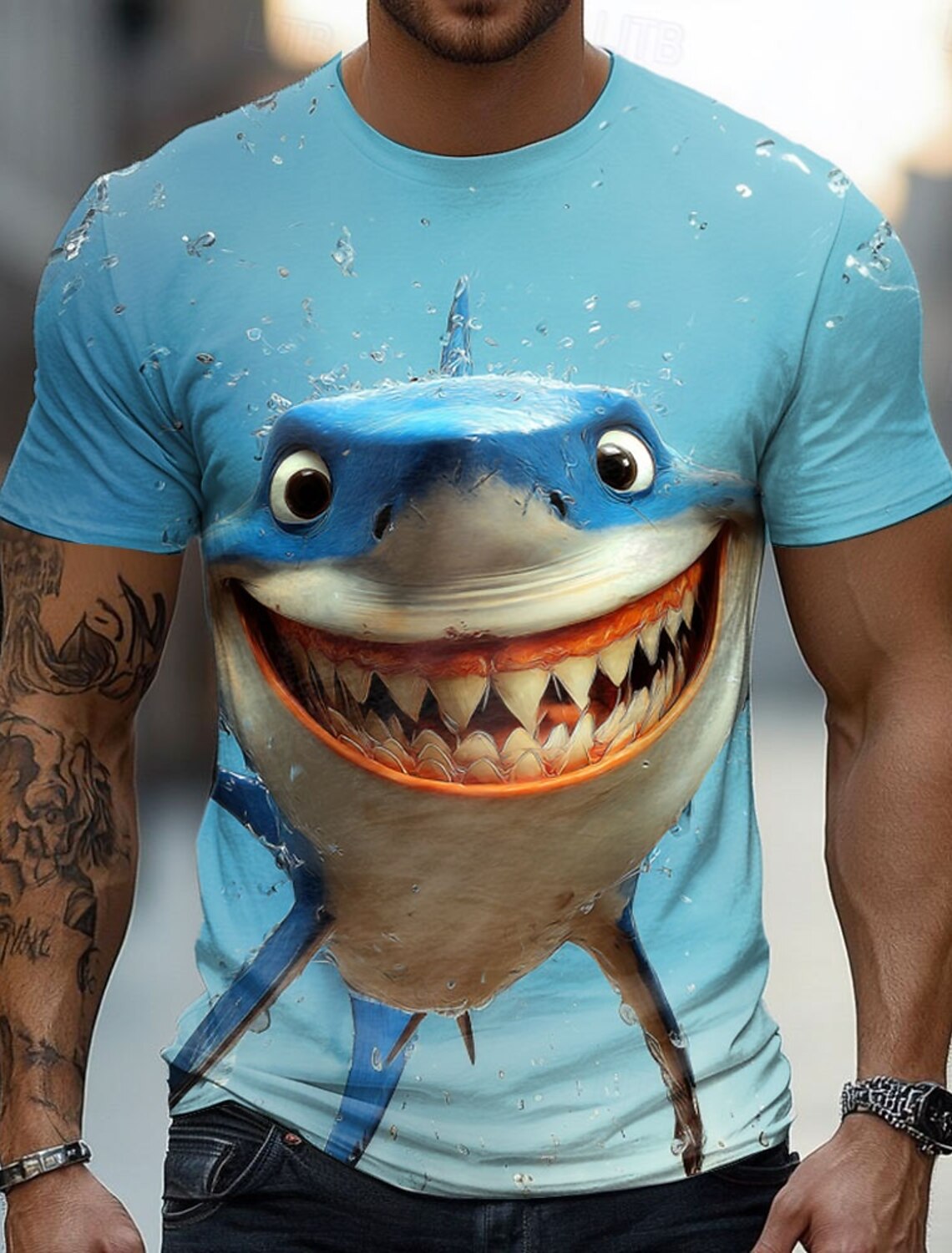 Men's Rabbit Rooster Funny T Shirt Short Sleeve 3D Print Crew Neck