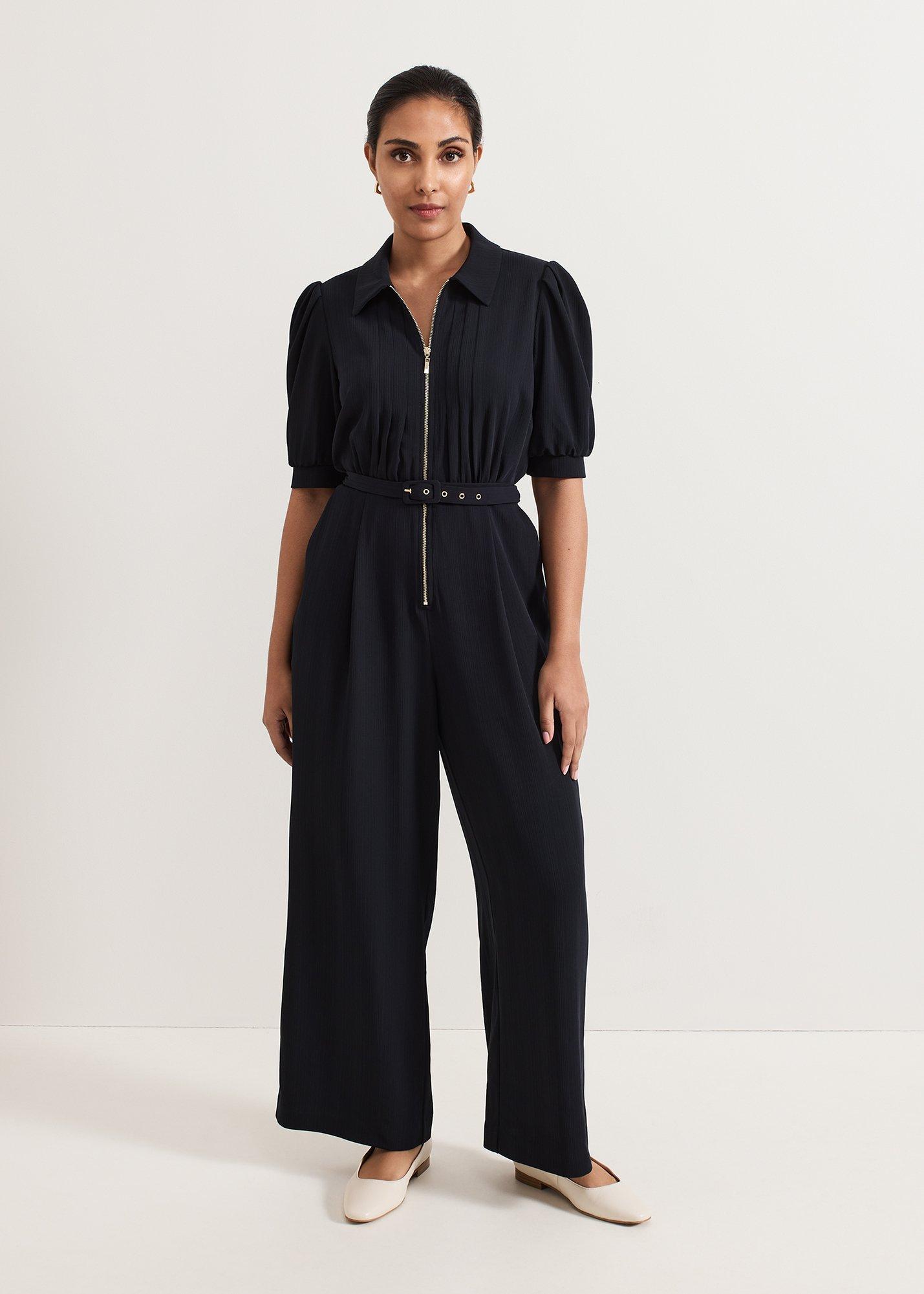 Petite Candice Navy Zip Jumpsuit