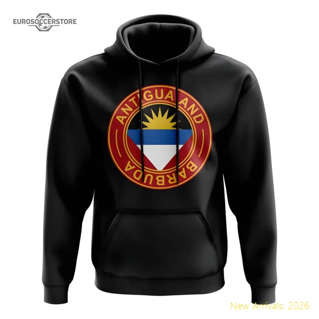 Premium-grade Antigua And Barbuda Football Badge Hoodie (black)