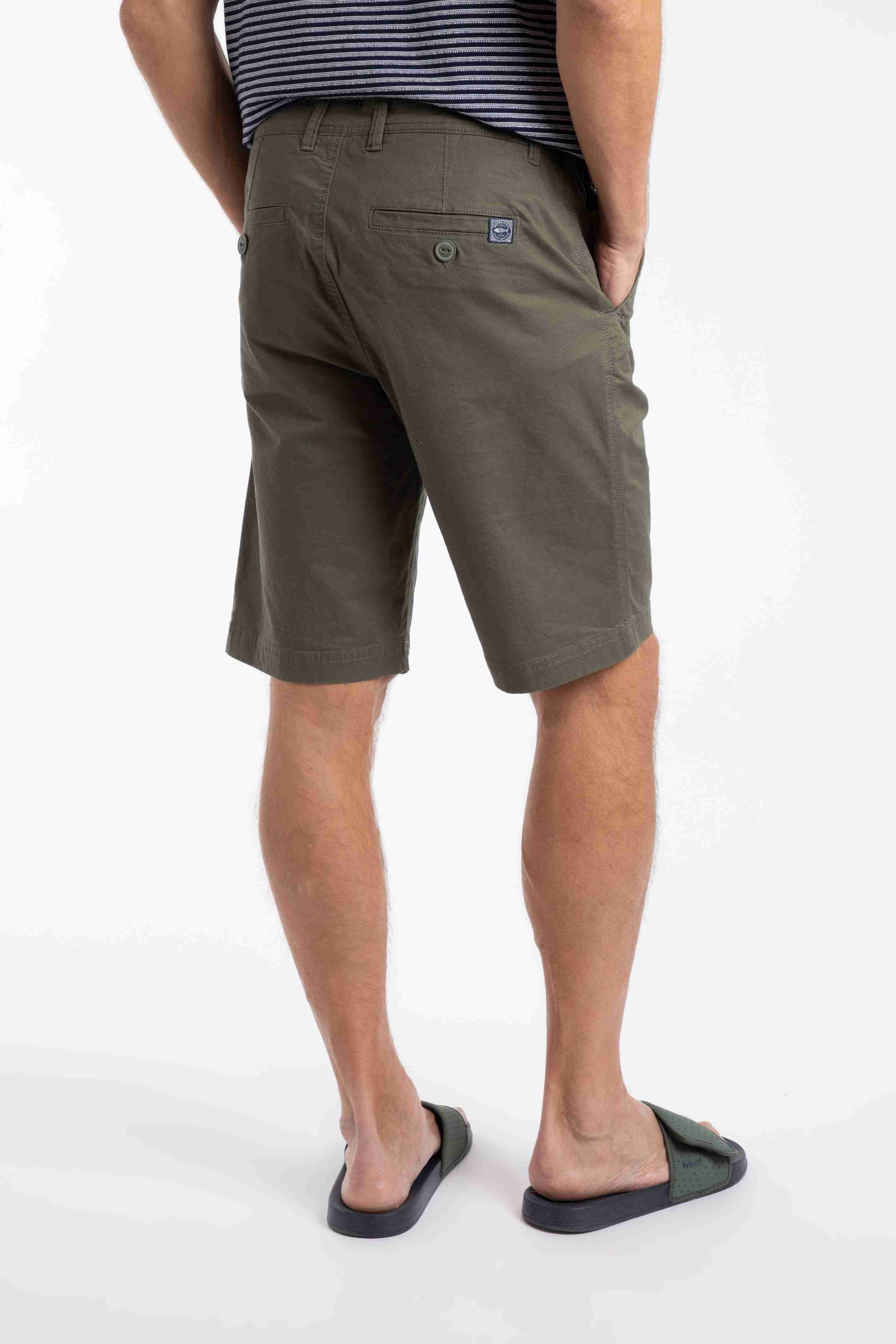 Rayburn Cotton Flat Front Shorts Dark Olive