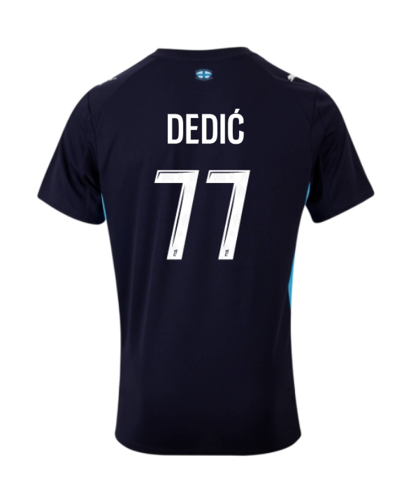 Away Jersey of Marseille: DEDIĆ 77 for the 25-26 Season