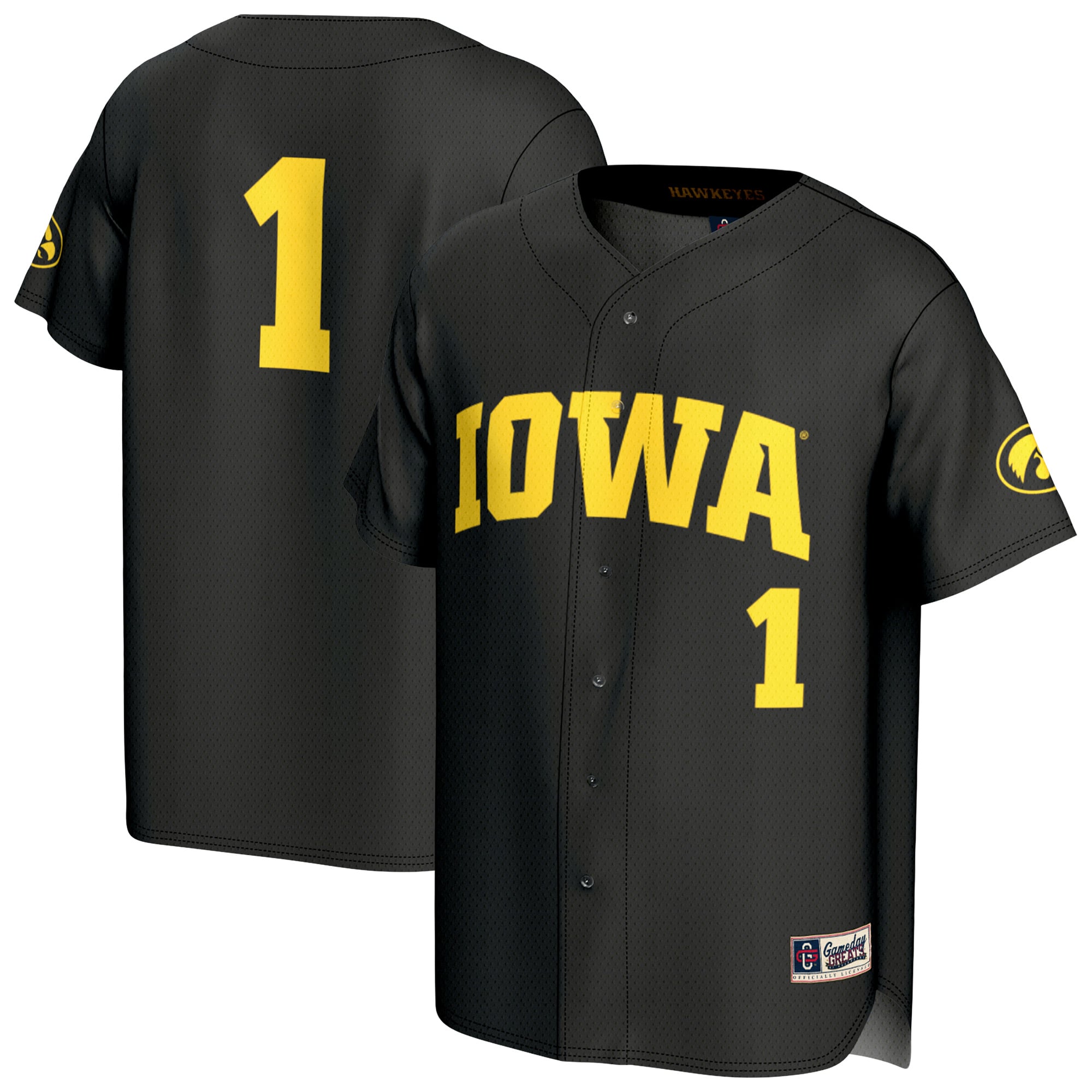 Iowa Hawkeyes GameDay Greats Unisex Lightweight Collegiate Baseball Fashion Jersey - Black