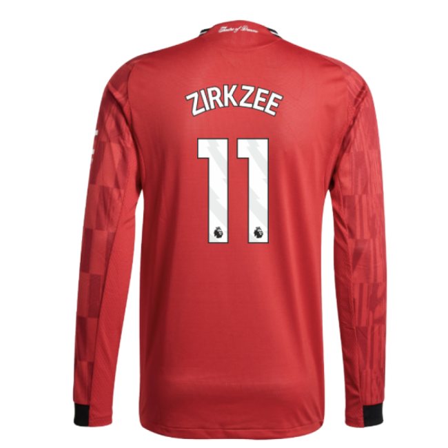 2025-2026 Man Utd Authentic Long Sleeve Home Top (Zirkzee 11)