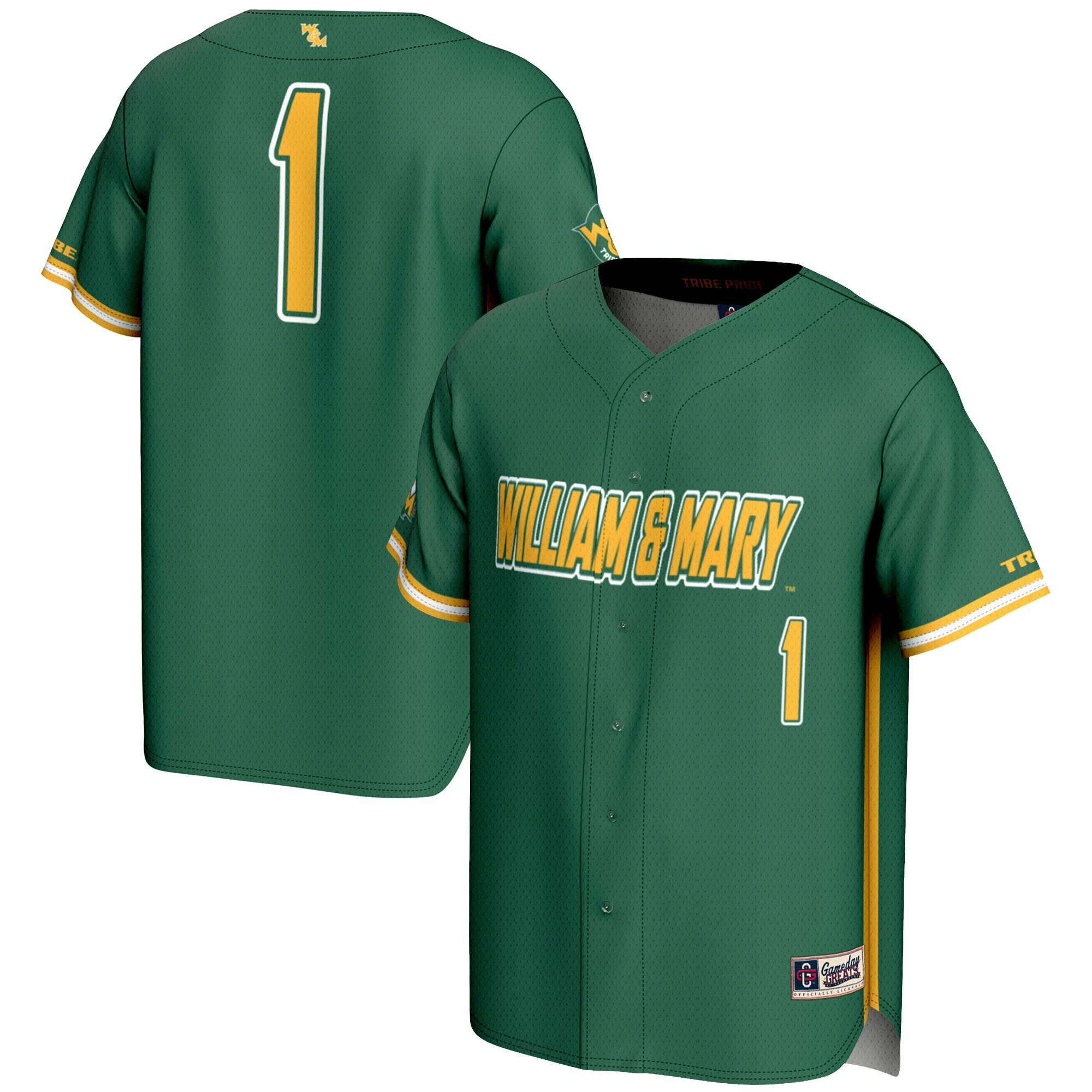 [DDG] William & Mary Tribe GameDay Greats Youth Lightweight Baseball Fashion Jersey - Green