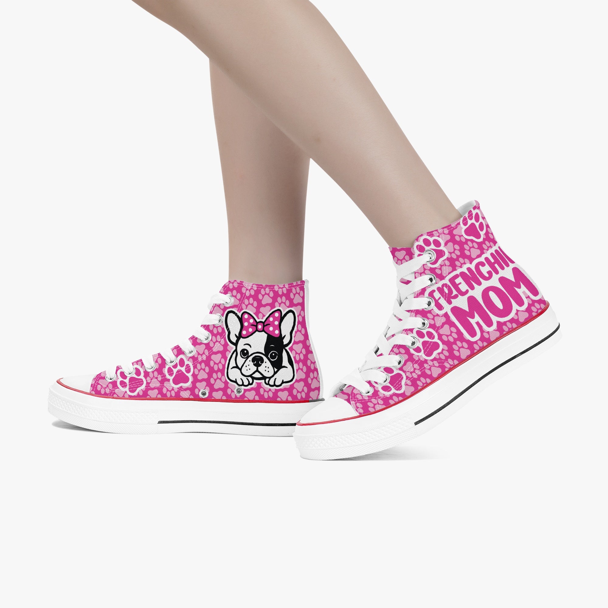 Kevin - Casual High-top Canvas Shoes Frenchie Themed Wear