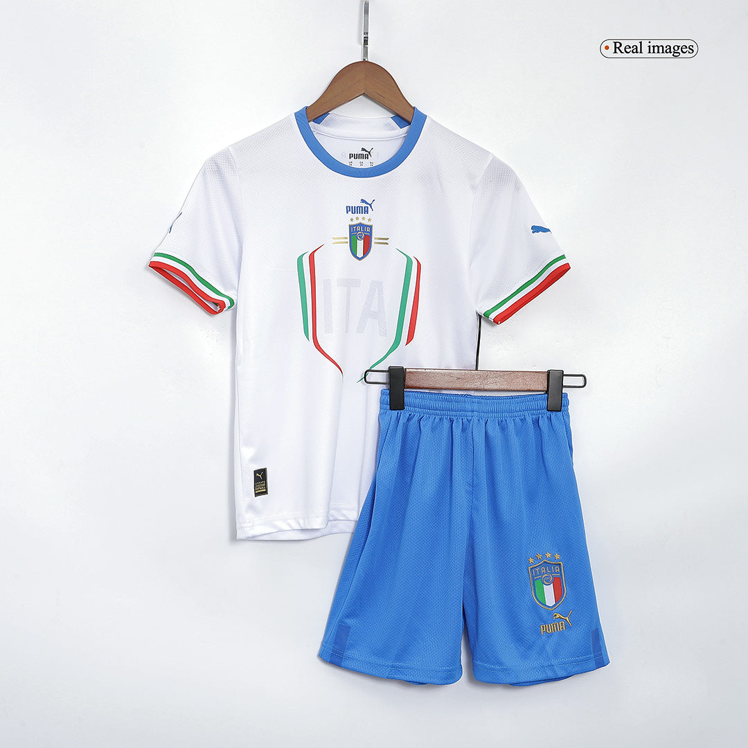 Kid's Italy Away  Soccer Jersey Kit(Jersey+Shorts) 2022 Authentic Kit