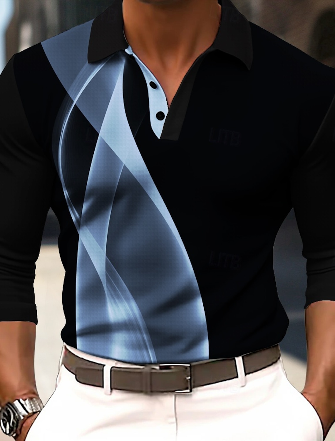 Men's Abstract Geometic Polo Short Sleeve Shirts Collared Business