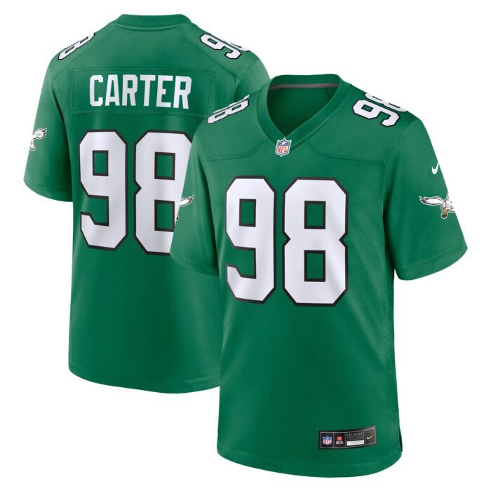 Men's Philadelphia Eagles Jalen Carter Nike Kelly Green Al...
