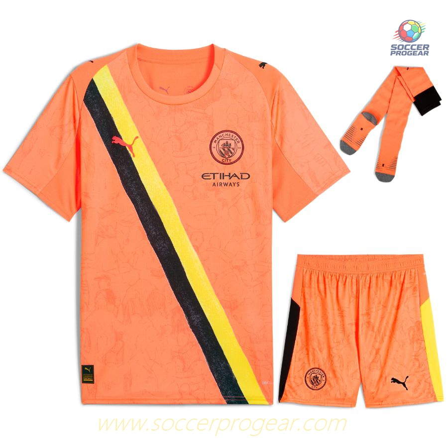 Manchester City 2025 Club World Cup Away Children Kit Team Jersey