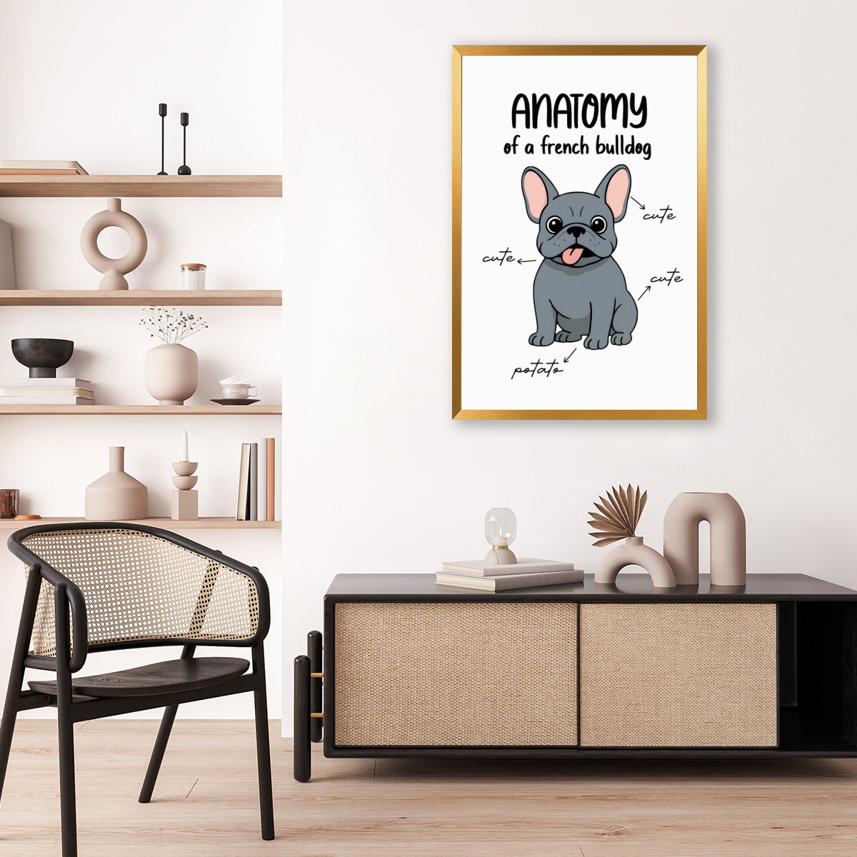 French Bulldog Biscuit Vertical Framed Poster • Wall Decoration Durable Dog Item