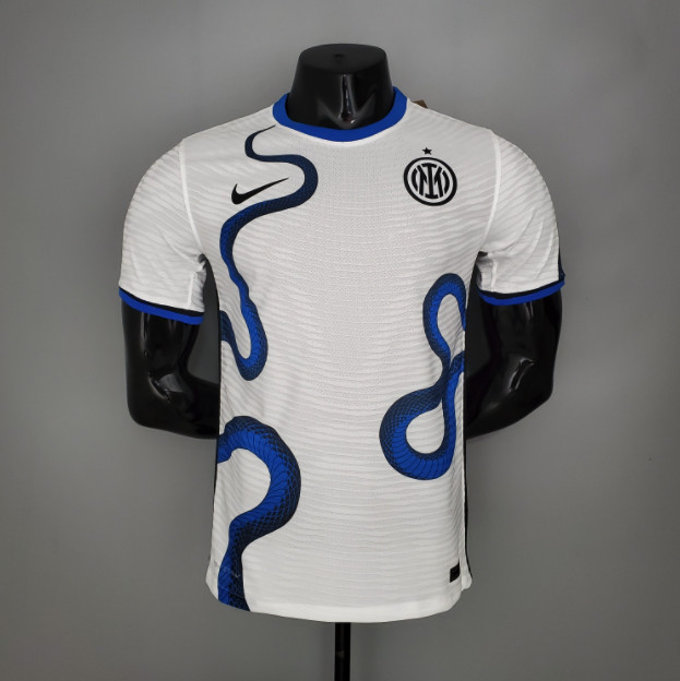 Breathable Inter Milan 21-22 Away White Snake Soccer Jersey Football