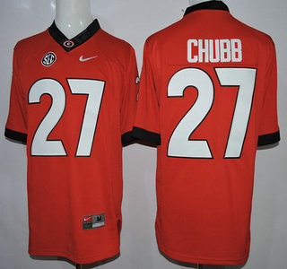 Men's UGA Bulldogs Nick Chubb #27 stitched Red 2015 game day Jersey