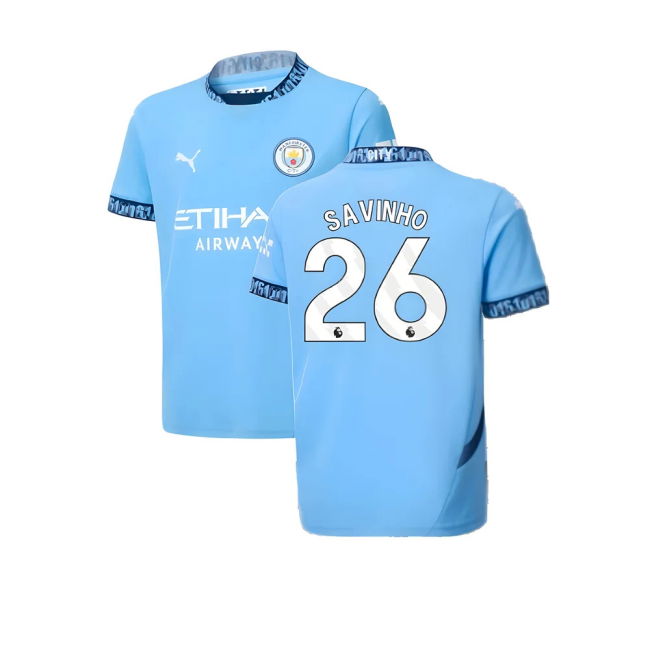Man City 2024-20 Home Football Kit Savinho 26 M S Kids