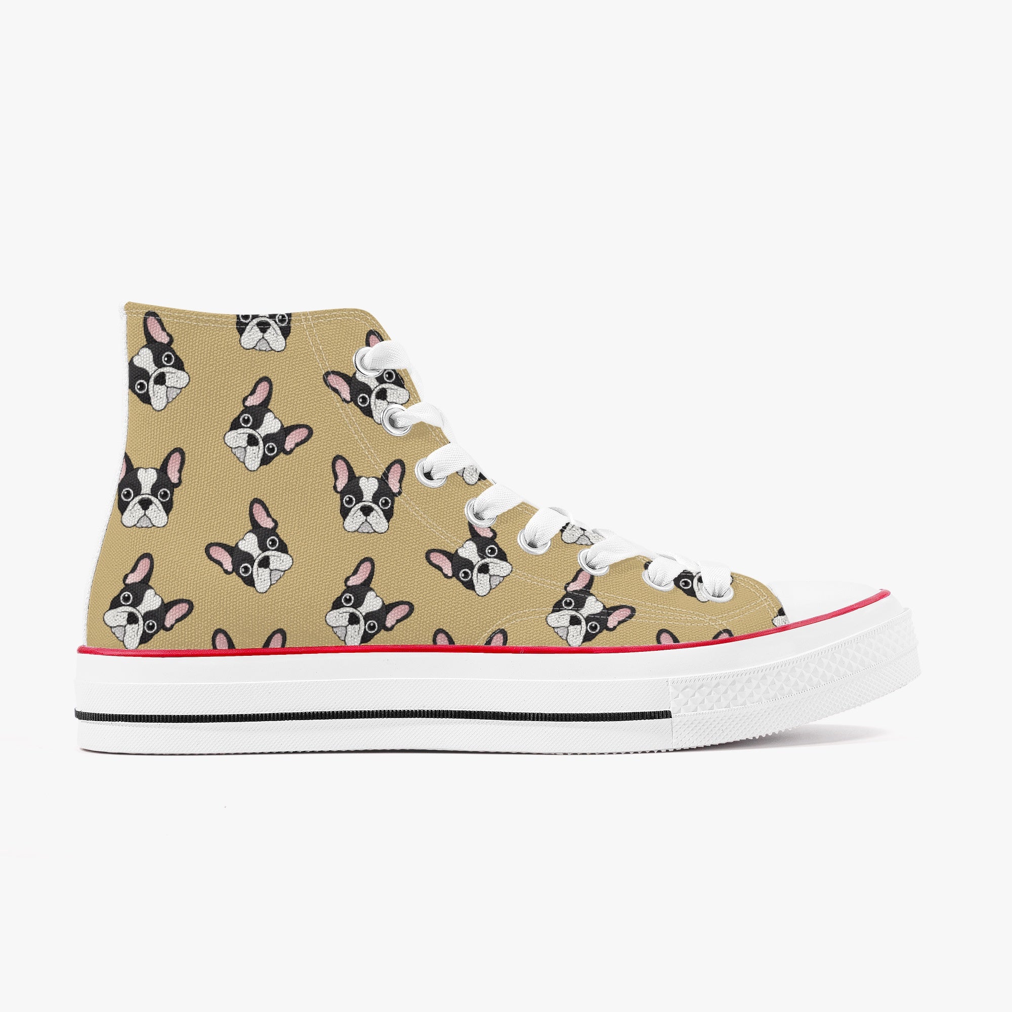 Pet-Lover Premium Pete - High-top Canvas Shoes for French Bulldog Lovers