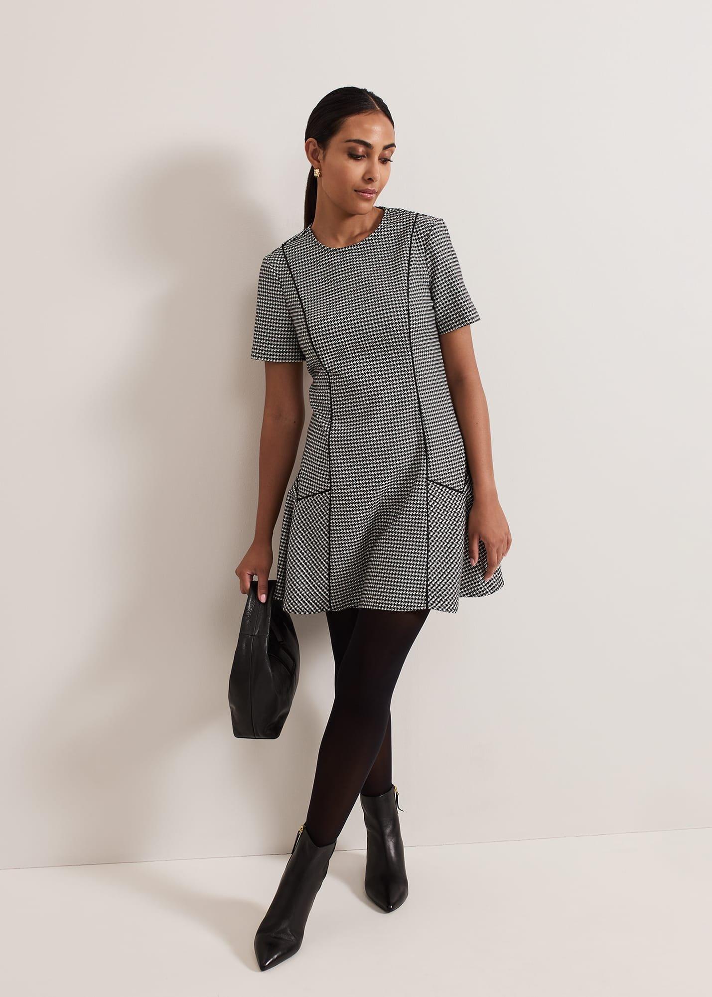 Petite Viola Houndstooth Mini Dress