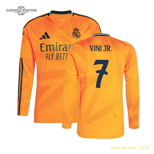 Professional-Grade 2024-2025 Real Madrid Long Sleeve Away Shirt (Vini Jr