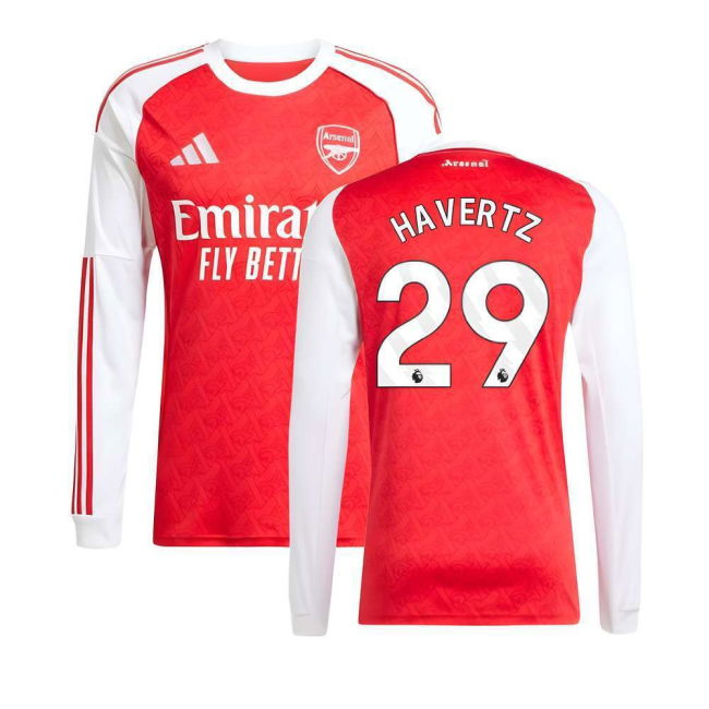 2025-2026 Arsenal Long Sleeve Home Shirt (Havertz 29) - authentic s...