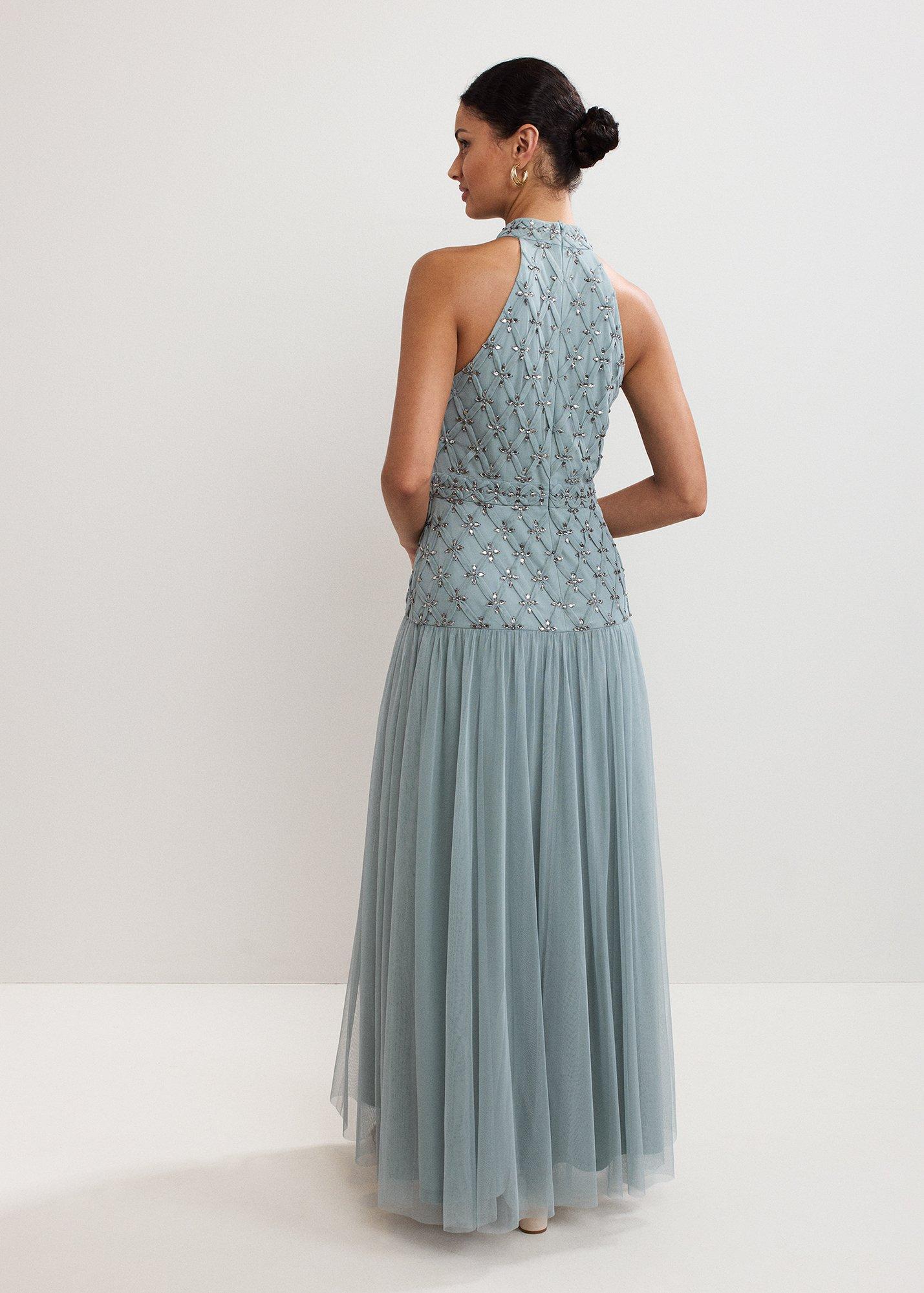 Nola Dropped Hem Sequin Maxi Dress