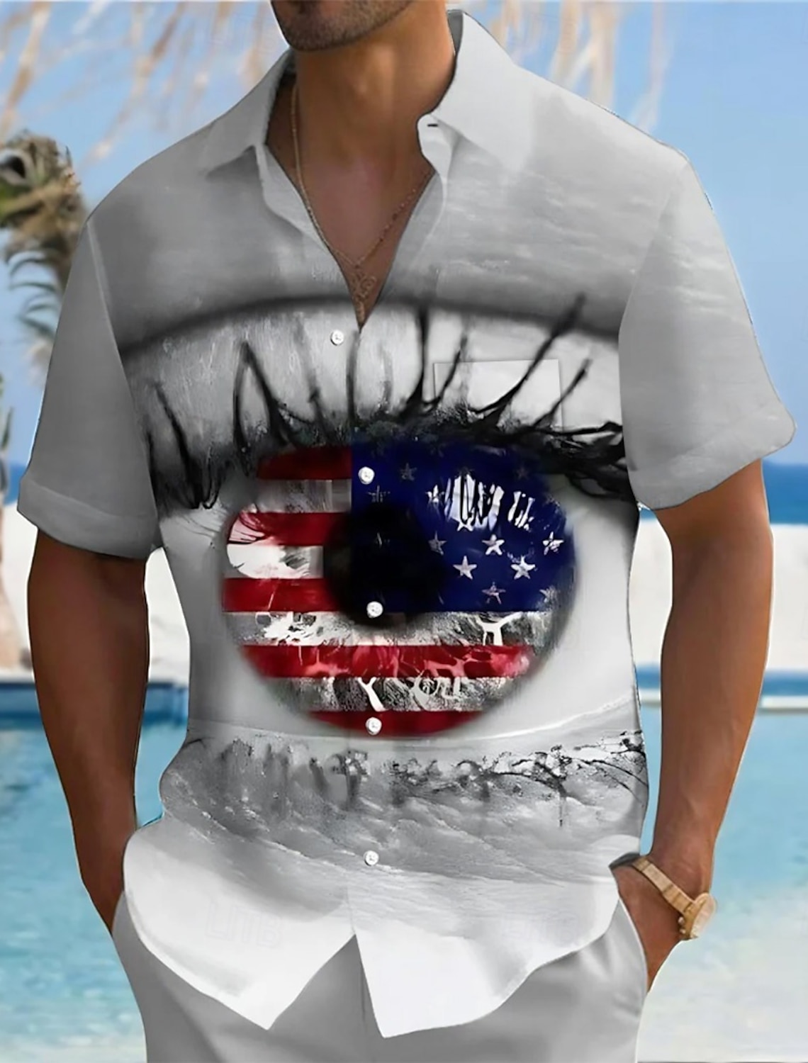 4th of July 2026 250th Men's American US Flag Golf Sports Polo Shirts Short Sleeve Polo Shirts Collared Shirts Casual Athleisure Buttons Spring & Summer Blue White Red