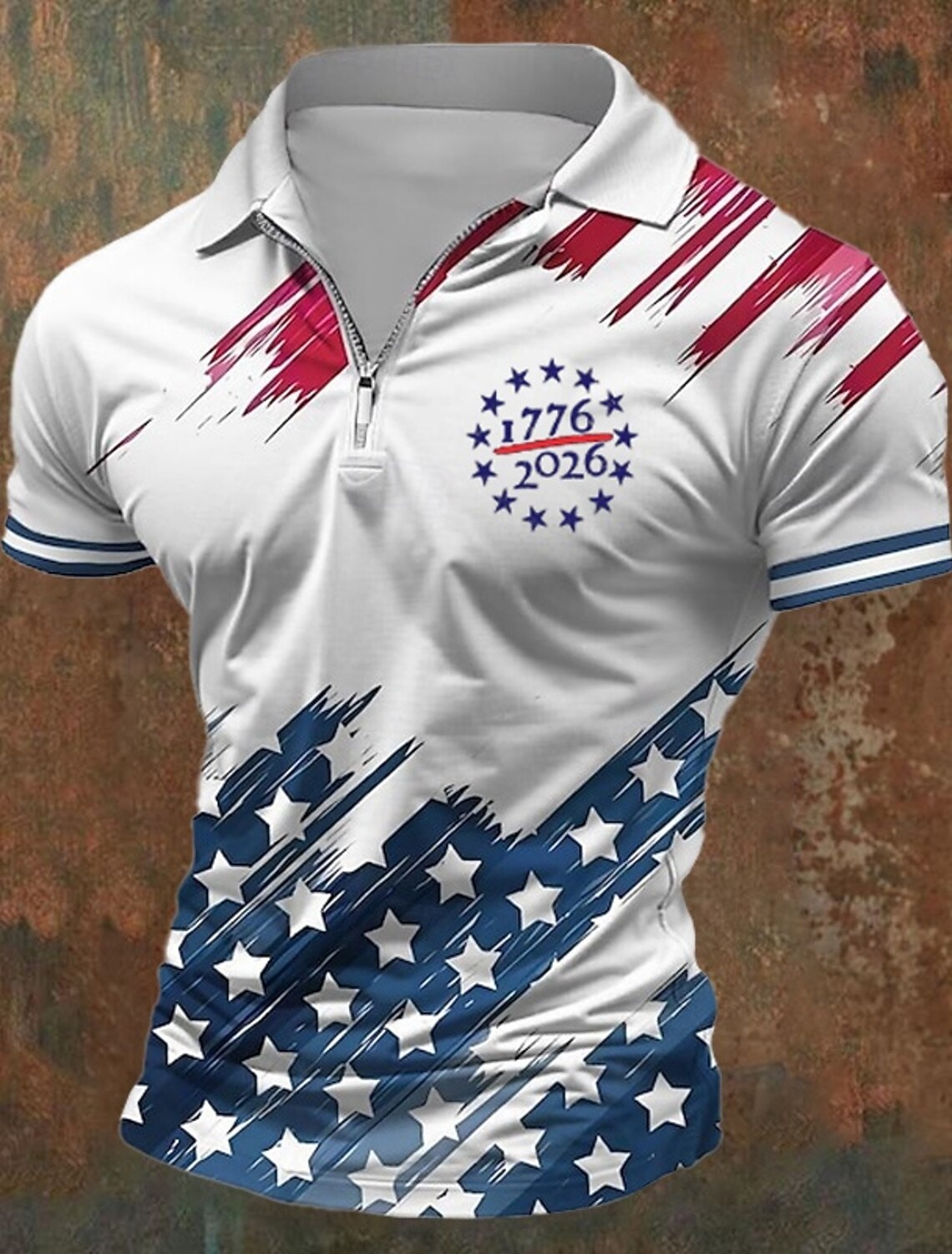 4th of July 2026 250th Memorial Day Men's 3D Print US Flag Crew Neck Short Sleeve T-Shirt Daily Street