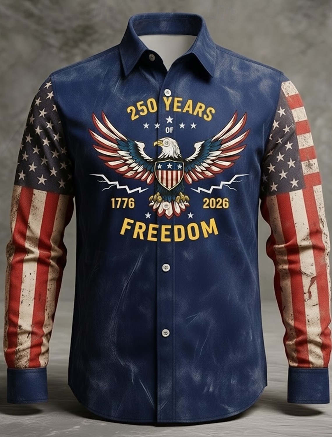 Men's 4th of July U.S. 250th Anniversary Eagle US Flag Shirt Button Up Shirt Long Sleeve Vintage Retro Holiday Casual Daily Spring Fall Turndown 3D Print Linen Like Shirt White Red Dark Blue