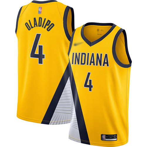 Nike Indiana Pacers #4 Victor Oladipo Gold NBA Swingman Statement Edition 2019/2020 Jersey Mens