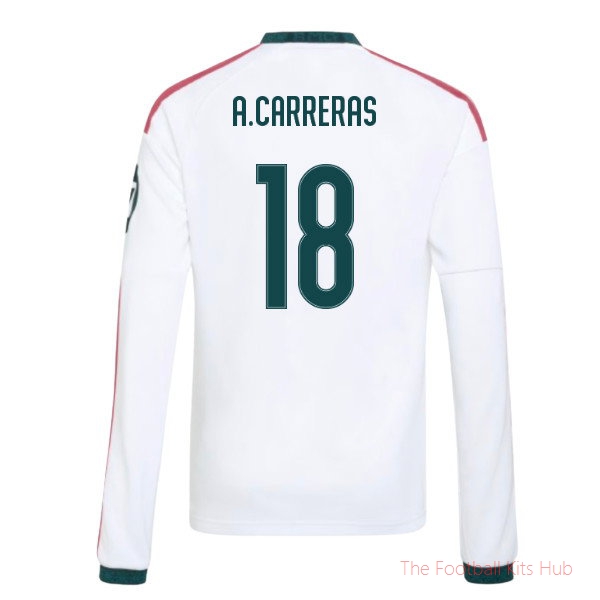 A Carreras #18 Real Madrid 2026-2027 Long Sleeve Home Shirt Junior