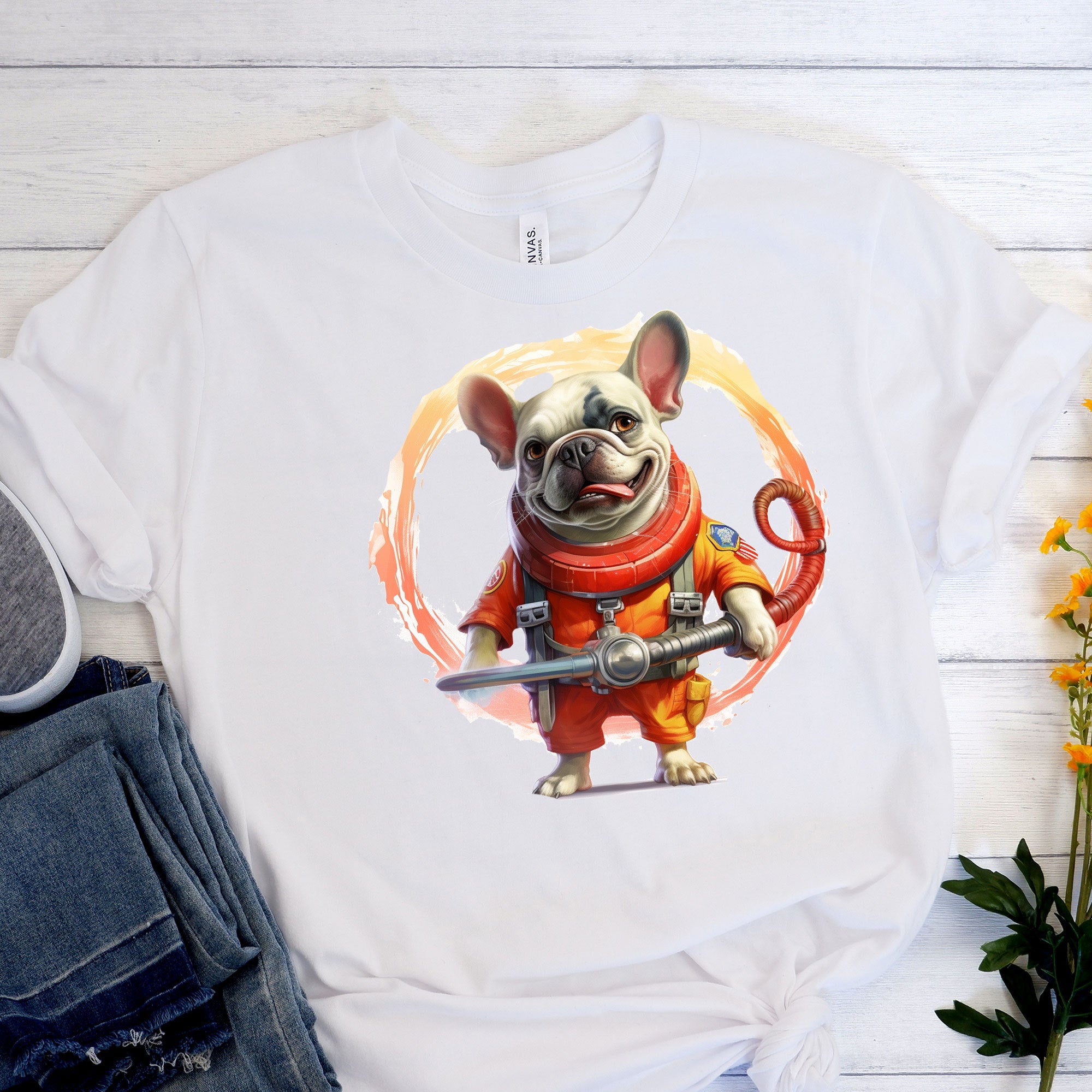 French Bulldog Firefighter Frenchie T Shirt Bridging Brave Service