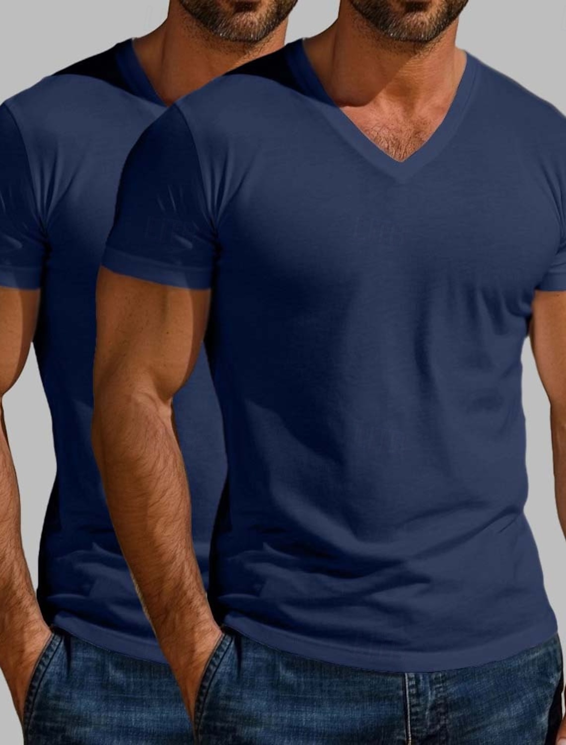 2PCS Men's Cotton Blend T Shirt Tee Top Short Sleeve V Neck Summer All