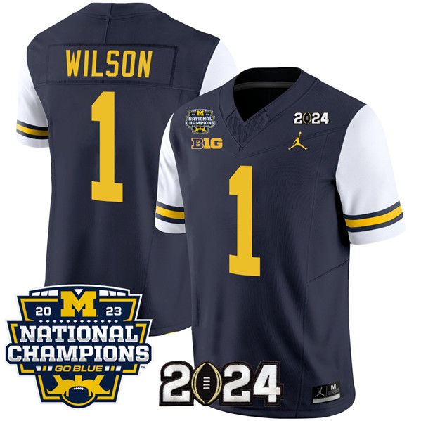 Men's U-M Wolverines White 2024 game day Roman Wilson #1 authentic
