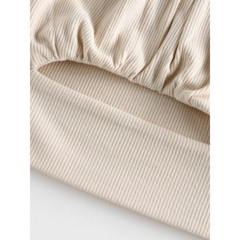 Ribbed Ruched Cutout Crop Tee RW1781