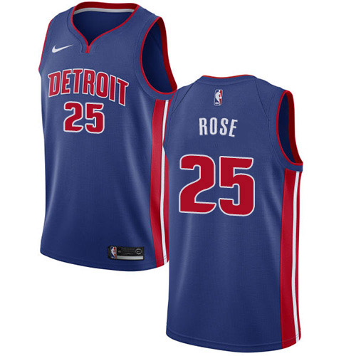 Nike Detroit Pistons #25 Derrick Rose Blue NBA Swingman Icon Edition Jersey Mens