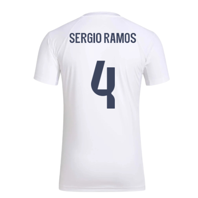 Official 2025-2026 Real Madrid Seasonal Graphic Tee (White) (Sergio Ramos
