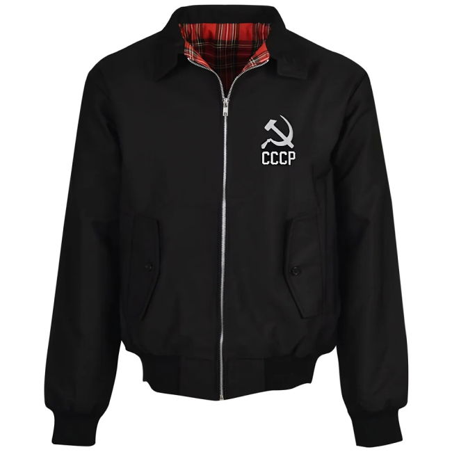 Soviet Union Cccp Black Harrington Jacket Holland Netherlands