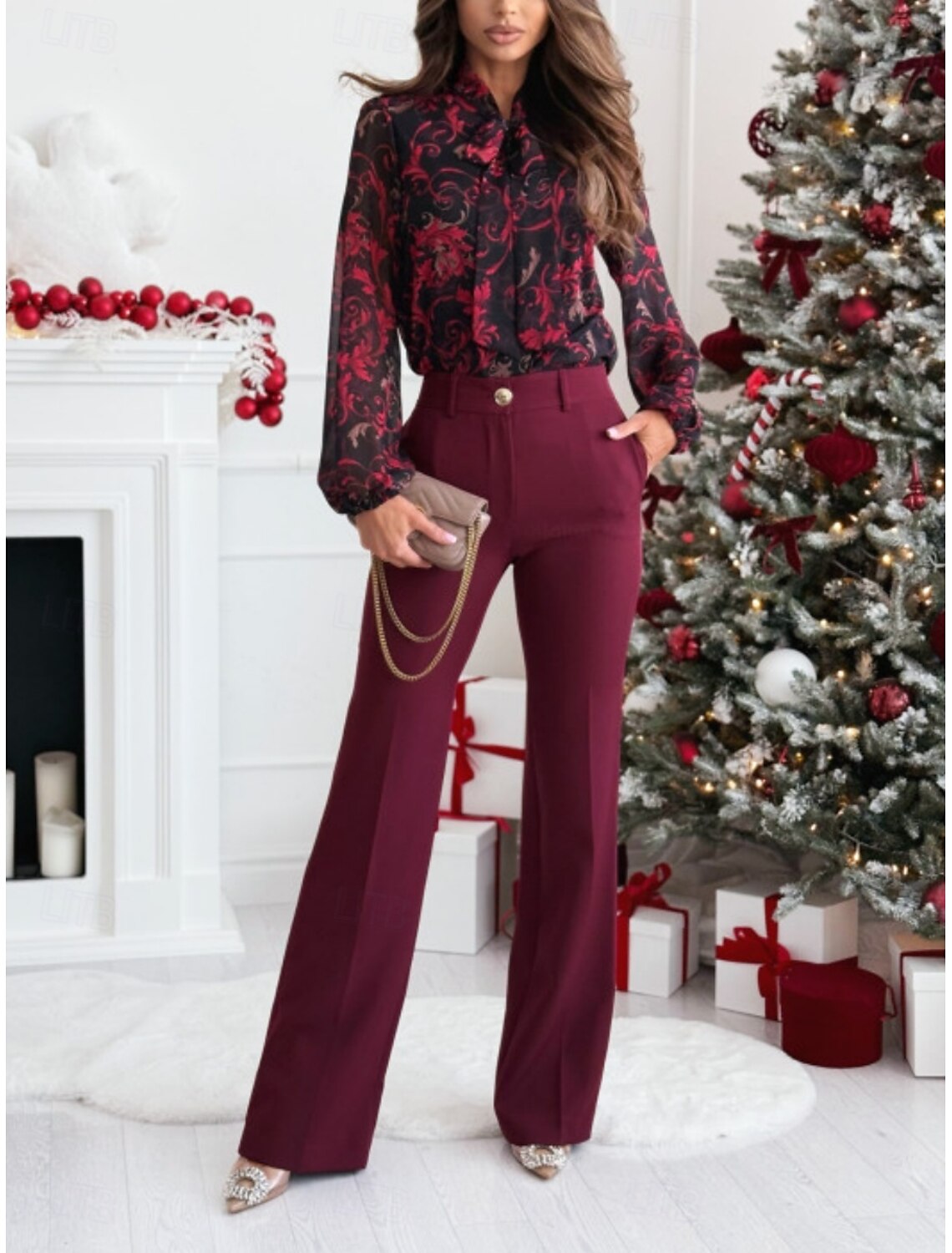 Women's Shirt Blouse Casual Floral Regular Tops Long Sleeve Turtleneck Buttons Print Regular Fit Daily Spring & Fall