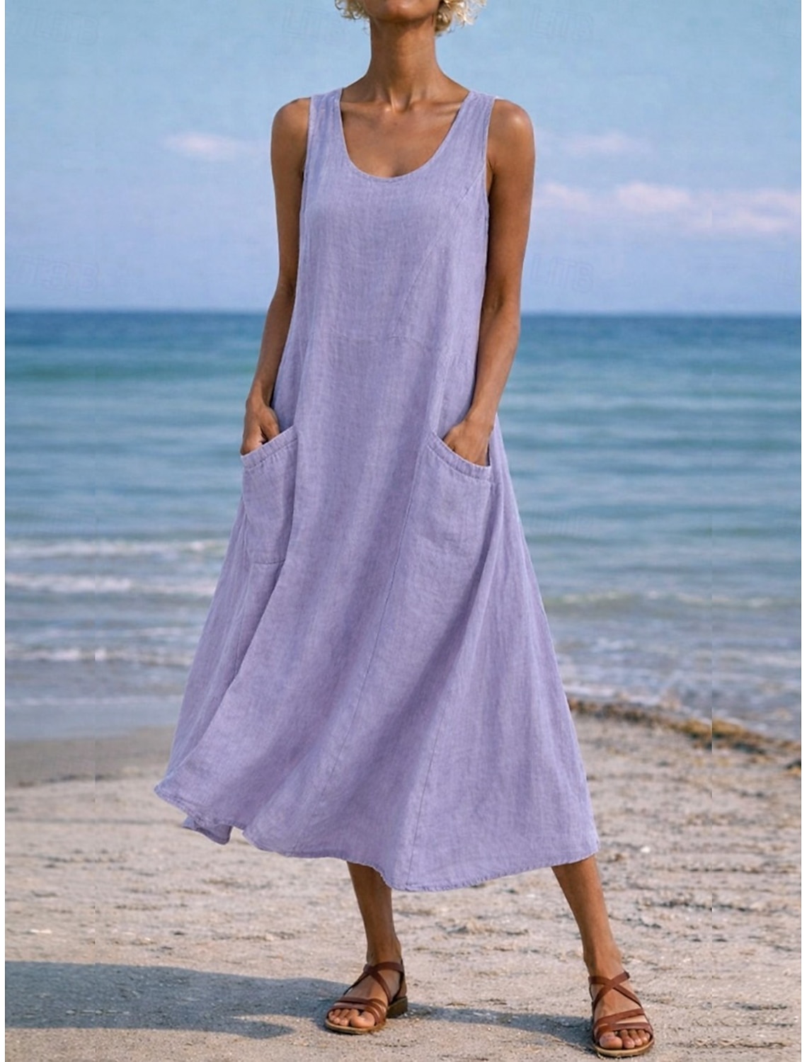 Women's Maxi Dress Shift Dress Sundress Casual Daily Loose Fit Plain Sleeveless Crew Neck Blue Black White Light Green Summer Spring Fall