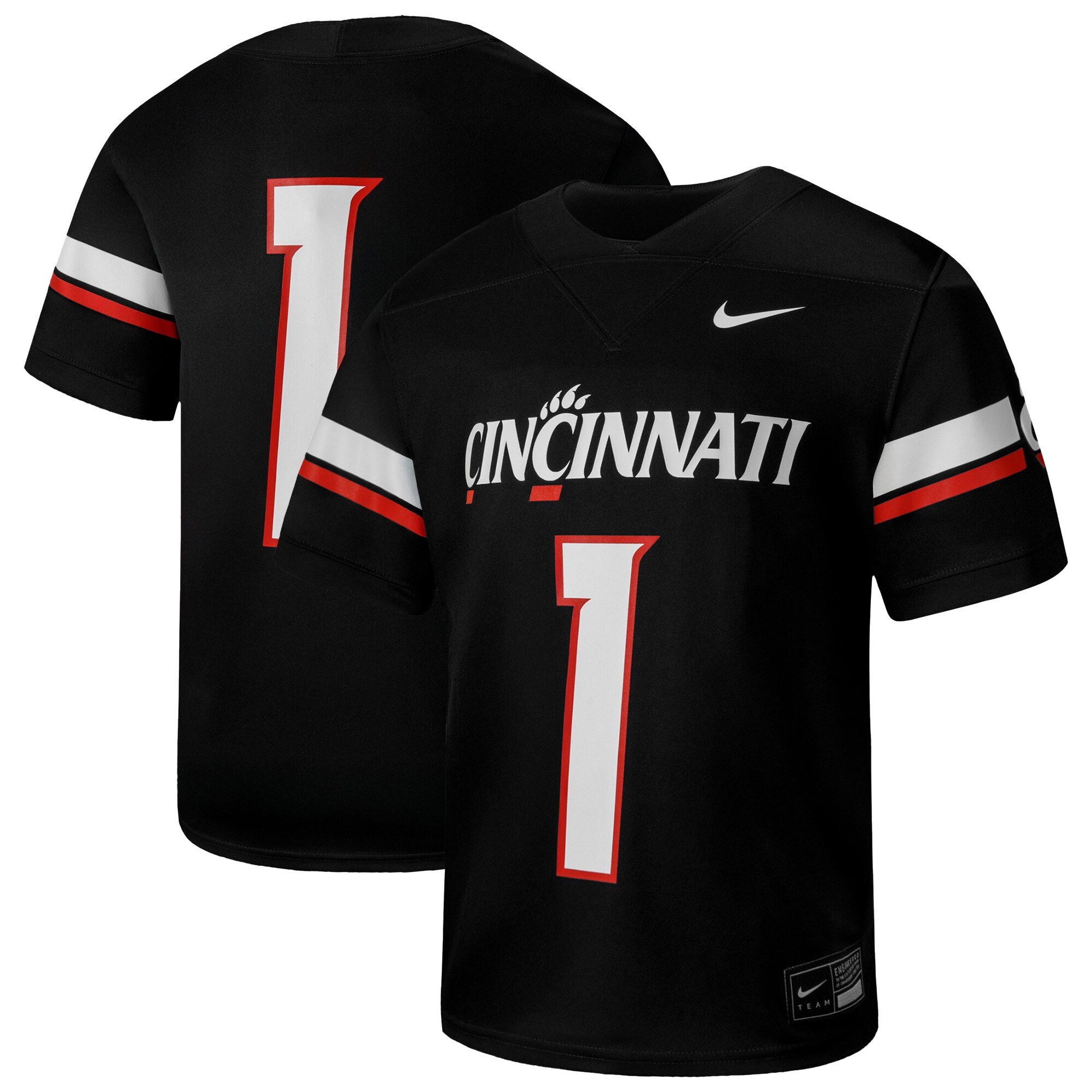 [DDG] Cincinnati Bearcats Youth Football Game Jersey - Black