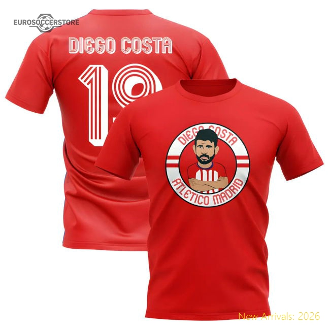 Match-Day Diego Costa Atletico Madrid Illustration T-Shirt (Red)