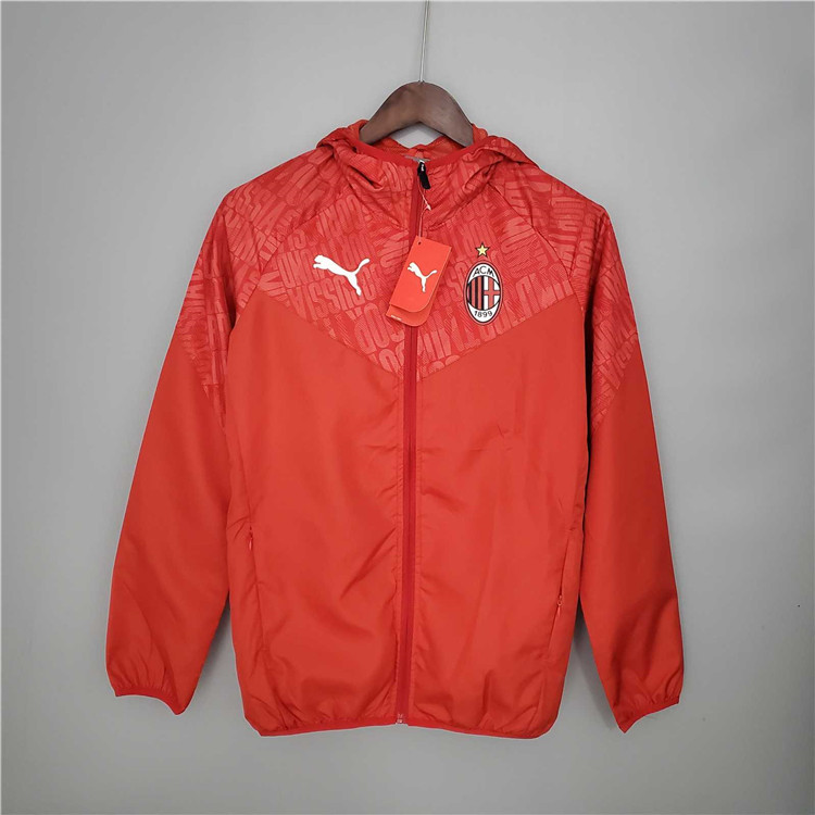Premium Moisture Wicking AC Milan 21-22 Red Jacket Windbreaker