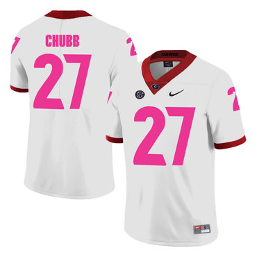 Men's Georgia Dawgs Nick Chubb #27 high quality White 2024 breathable