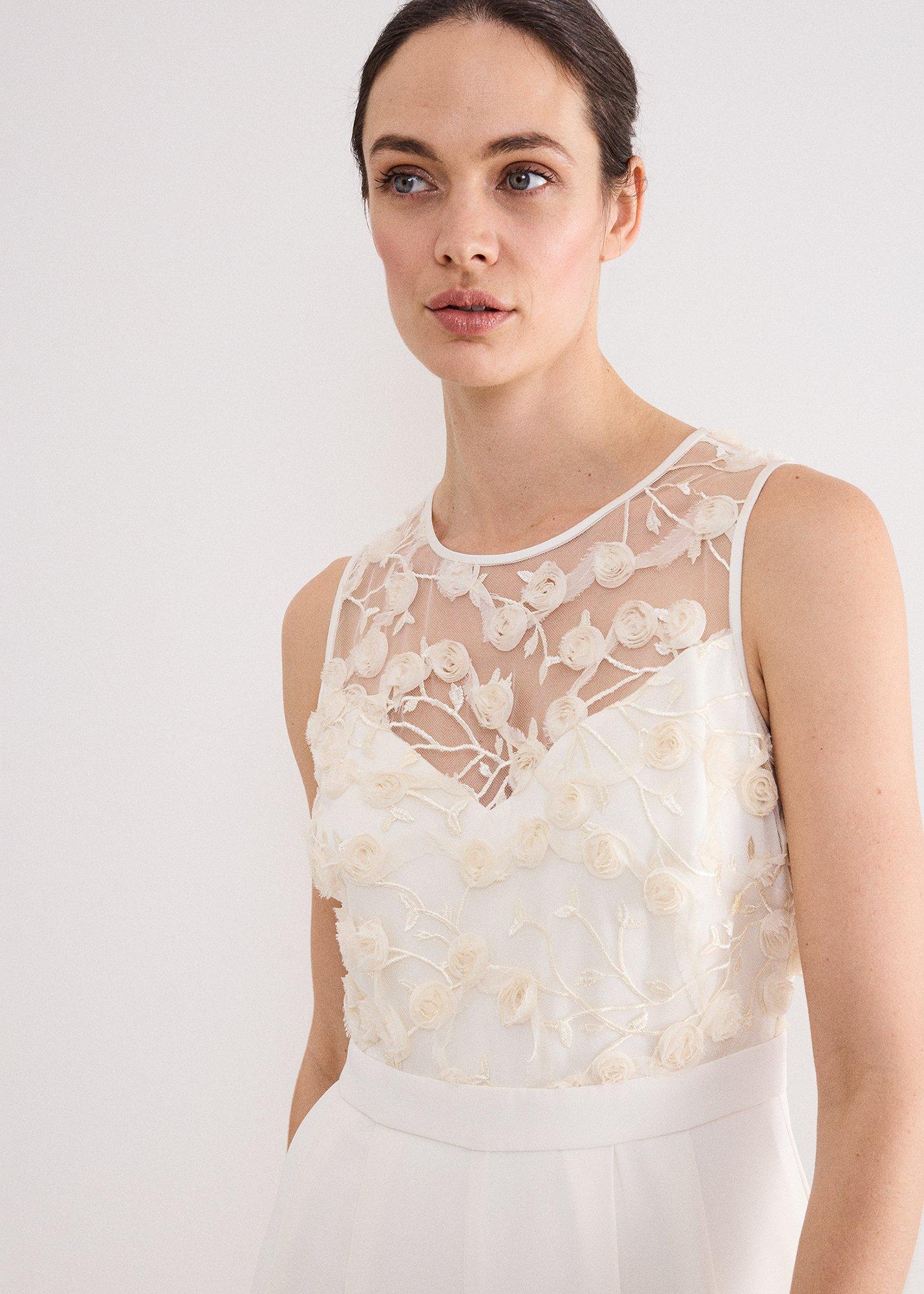 Petite Florentina Cream Textured Jumpsuit