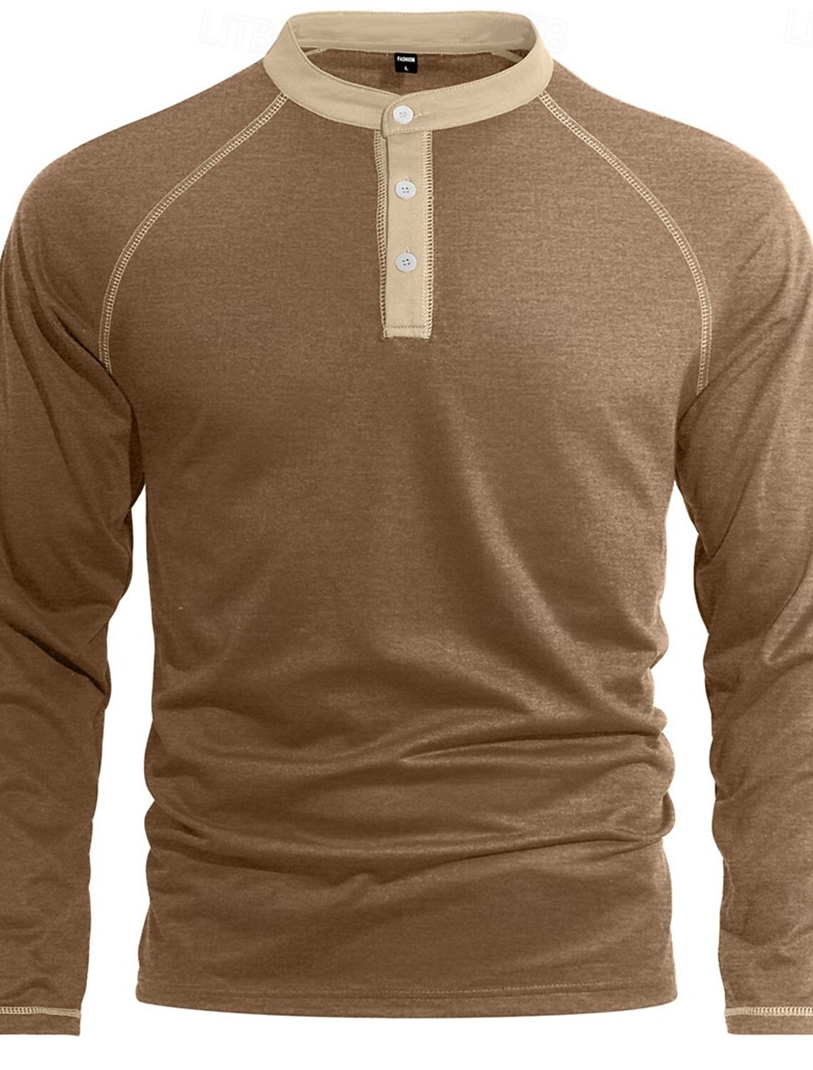 Men's T Shirt Henley Long Sleeve Crew Neck Summer Spring Solid Color