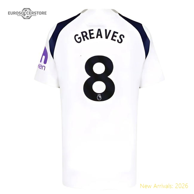 Official 2025-2026 Tottenham Hotspur Home Shirt (kids) (greaves 8)
