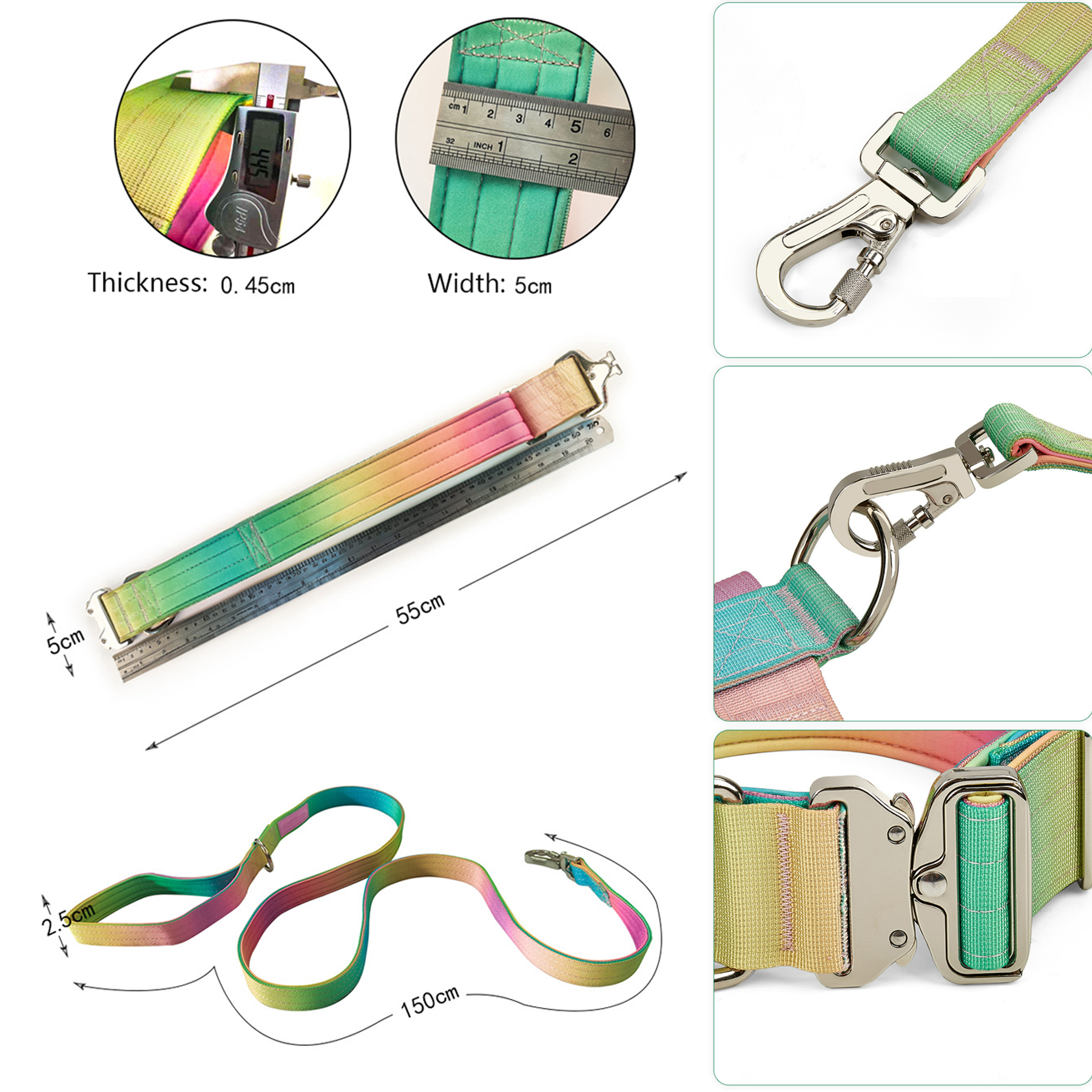 TactiPup French Bulldog Gradient Collar and Leash Set – Strong Double-Layer Tactical Design