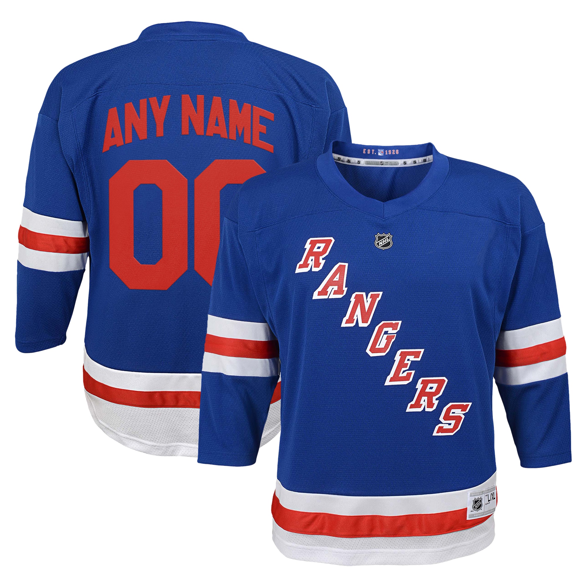 [LK] New York Rangers Youth Replica Custom Jersey - Blue